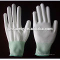 Bon prix 13gauge blanc en nylon gants bout des doigts enduits de PU